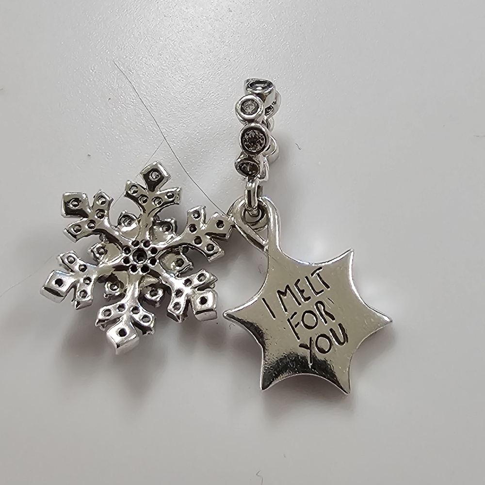 Pandora Opalescent Snowflake Double Dangle Charm - Picture 4 of 8